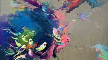 Kuşların şarkısında renkler temalı resim sergisi
